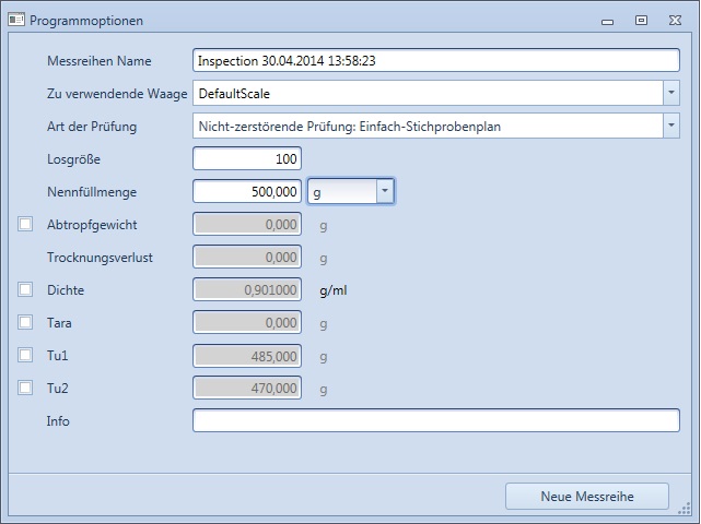 Neue Messreihe